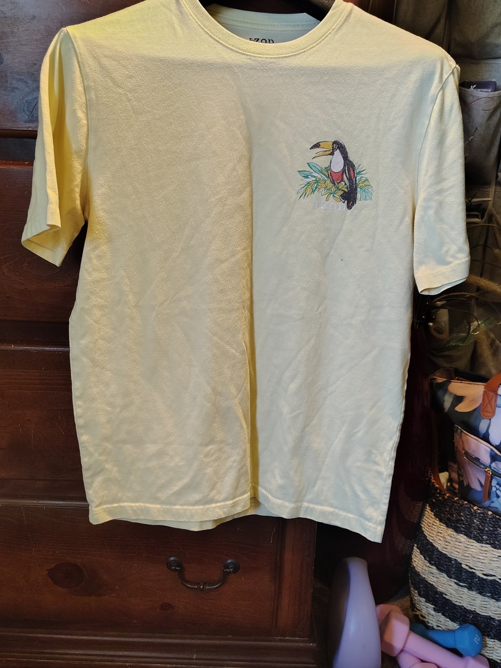 Izod Pale Yellow Short-Sleeve Tee with Toucan Graphic